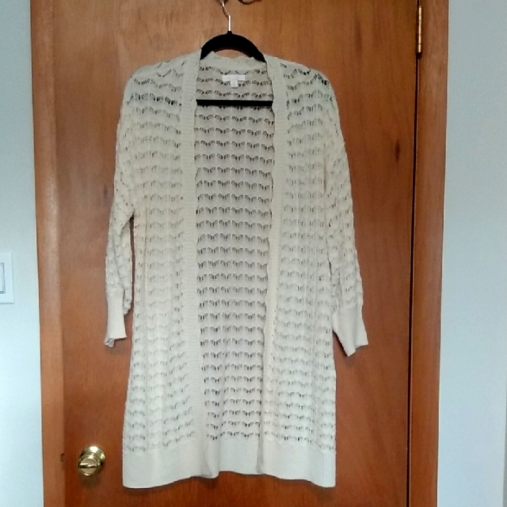 LC Lauren Conrad Cream Open-Knit Women's Sweater Size M